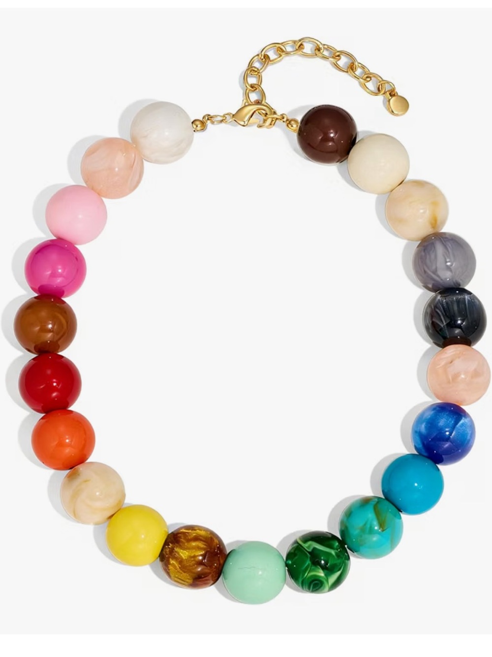 Multicolor Bead Statement Necklace - Colorful Resin Beads Large Oversized